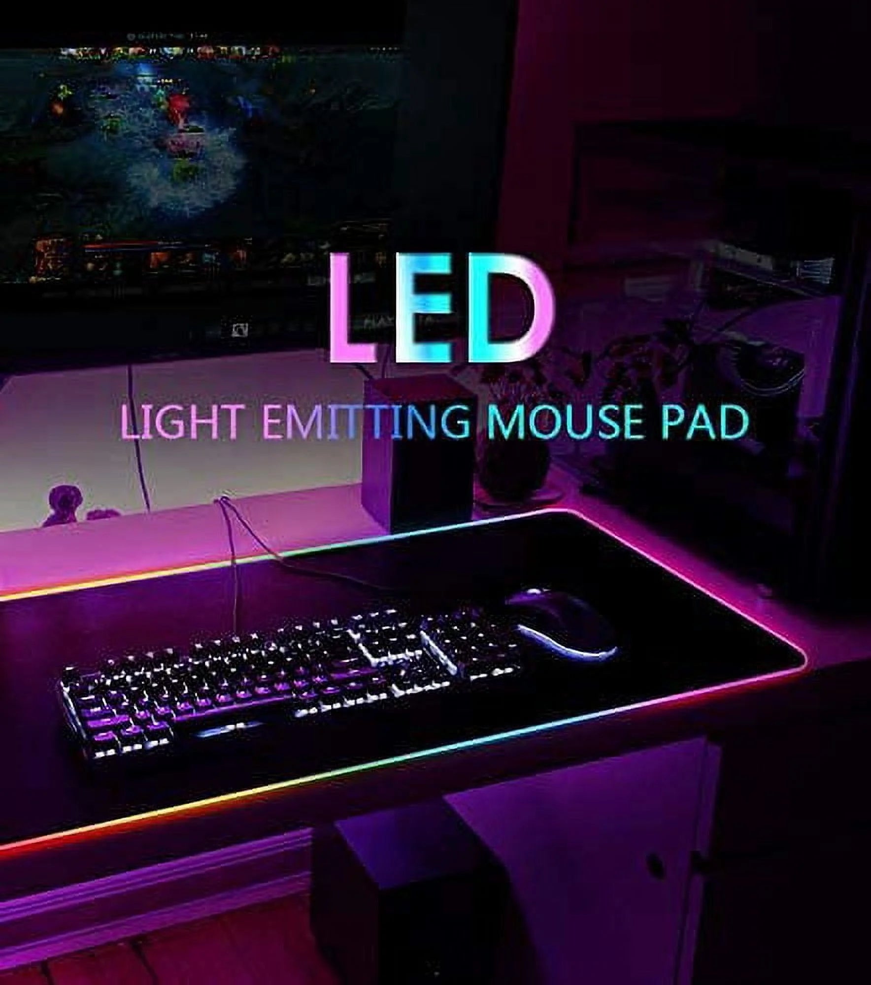 Extended RGB Gaming Mouse Pad Large Glowing Led Soft Mouse Pads Oversized Mousepad, Non-Slip Rubber Base Computer Keyboard Pad Mat 35.4X15.7Inches Large Gaming Pad, Waterproof