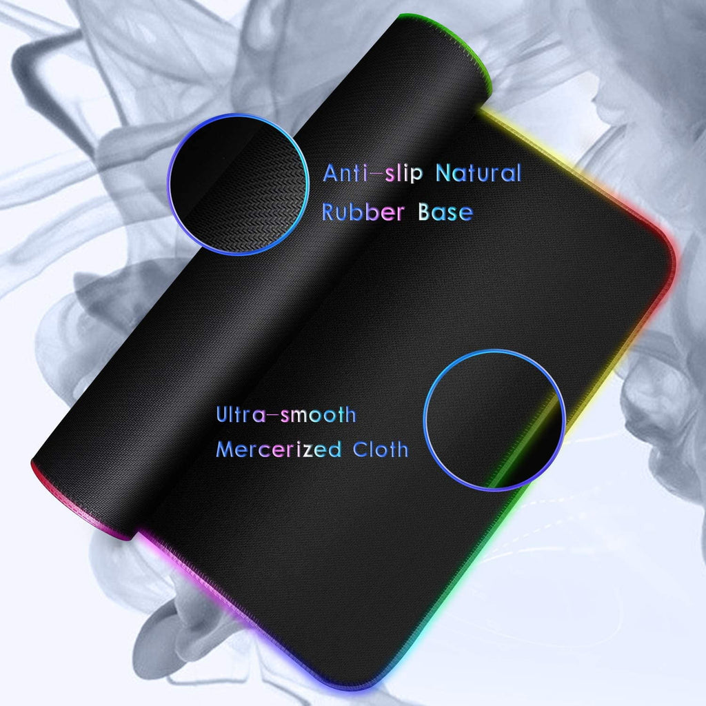 Extended RGB Gaming Mouse Pad Large Glowing Led Soft Mouse Pads Oversized Mousepad, Non-Slip Rubber Base Computer Keyboard Pad Mat 35.4X15.7Inches Large Gaming Pad, Waterproof